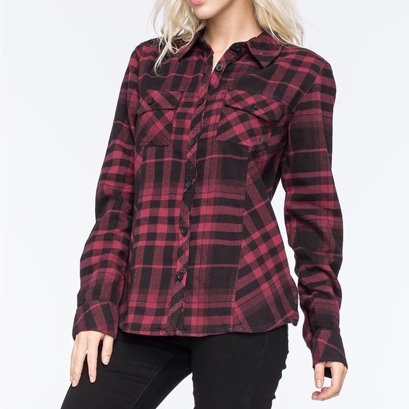Metal Mulisha red and black flannel button up - Picture 3 of 7